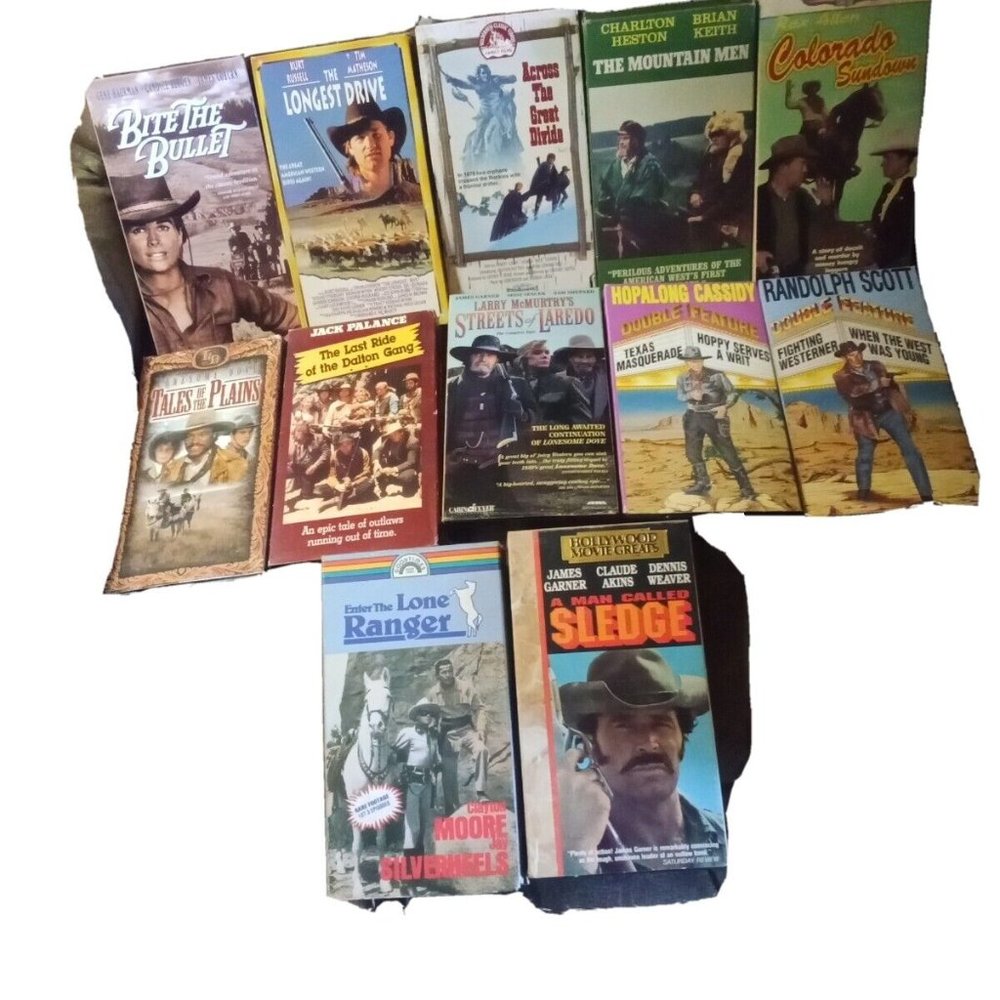 Classic Western Movie 13 VHS Lot: Lonesome Dove, The Longest Drive, Lone Ranger.